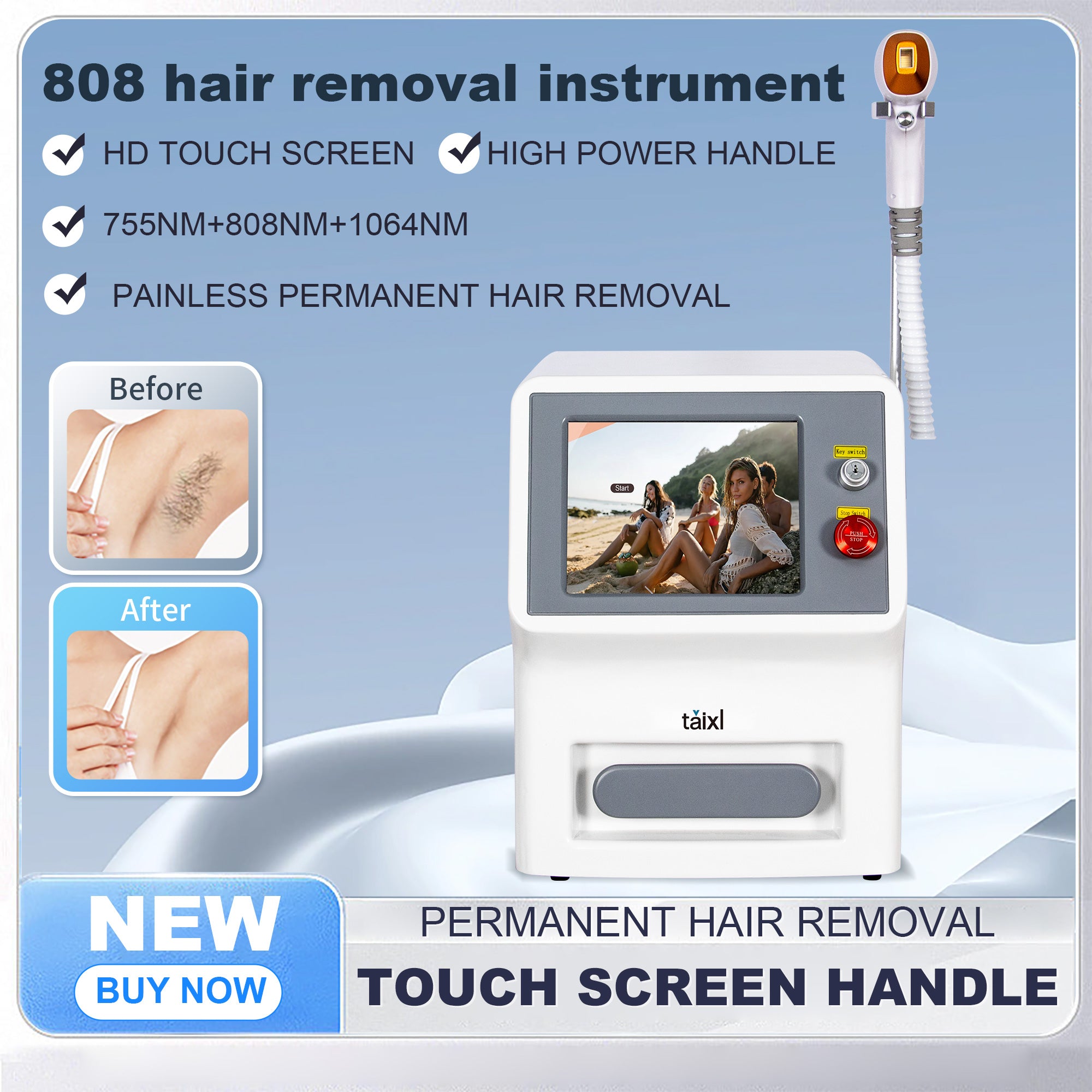 Diode Laser Hair Removal Professional Machine Titanium 3 Wavelength Laser 755 808 1064 Platinum Salon Spa Equipment