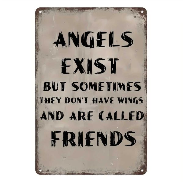 1PC Charming Angels Tinplate Metal Painting Art Wall Decor Great for Home Office Farmhouse Bathroom Bar Garden Decor 8 X 12 InchT250115