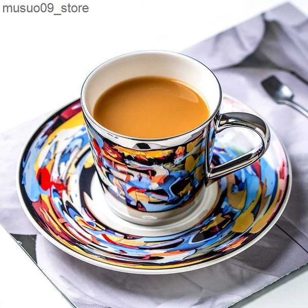 Cups Saucers Picasso Mirror Coffee Cup Ceramic Cup and Sauce Set Fashion Magazine-Temptation Queen-Abstract Womens Cup L240910