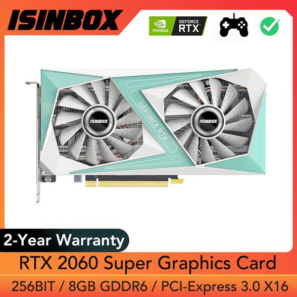 ISINBOX RTX 2060 Super Graphics Card 8GB 256Bit GDDR6 Gaming Video Card For NVIDIA GeForce PCIE PCI-E3.0 16X 3DP HD Slot PC GPU