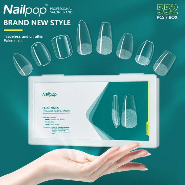 Nail Practice Display pop 552pcs PRO LengthMediumShort False Press on Tips for Artificial s with Designs Accessories 230505