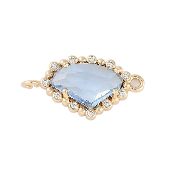 Charms de conector de circonita cúbica transparente pavimentados de latón chapado en oro