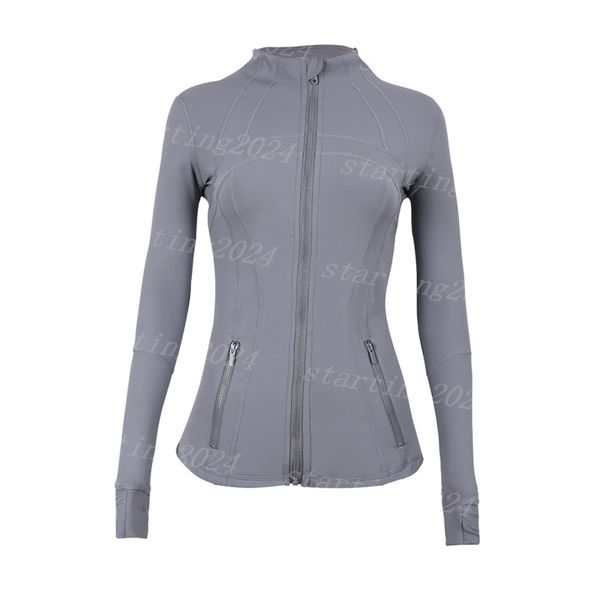 Women Yoga Jacket Sweatshirts with Zipper Autumn Long Sleeve Gym Coat Fitness Tight Waist Push Up Workout Slim Sporting Tops T14