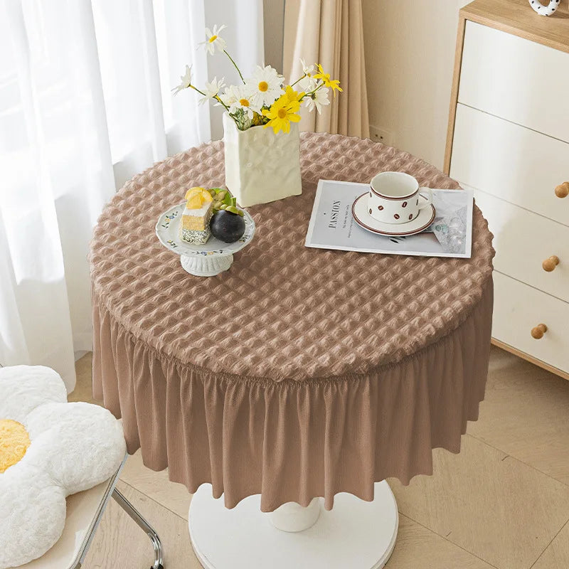 Round Bubble Wrap Solid Color Elastic Versatile Tablecloth Skirt Design Small Coffee Table Set CB3T01