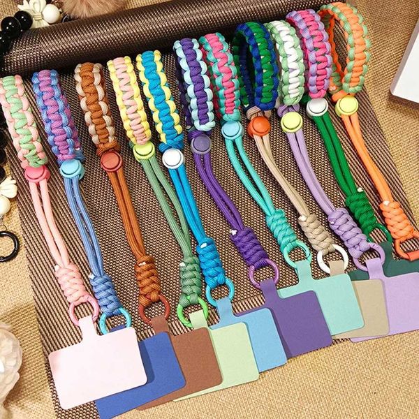 Cell Phone Straps Charms Adjustable Woven Phone Short Wrist Straps Safety Anti-fall Mobile Phone Lanyard Short Rope with Tether Tab Cellphon