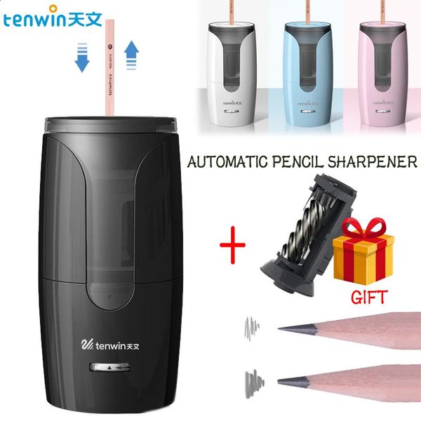 Tenwin Electric Pencil Sharpener Auto-Stop Large Pen Sharpener for 6-8mm Color Pencils Portable Stationery School Sketch pencil 240826