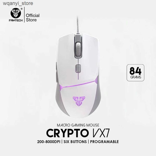 Mice FANTECH CRYPTO VX7 Wired Gaming Mouse 8000DPI 10 million Switch RGB 6 Buttons Macro Mice for Laptop PC Gamer Mice L240910
