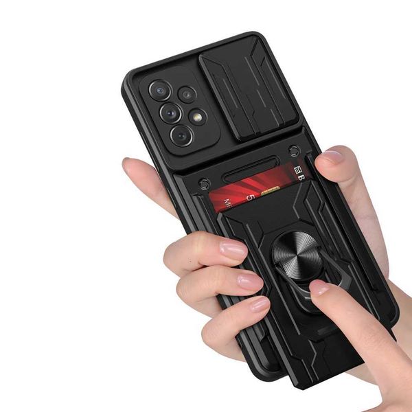 New Arrival Anti vibration armor shell for A51 A71 A12 A52 A72 A22 A32 A13 A53 Galaxy S20 FE S21 Plus S22 card holder cover Z241209