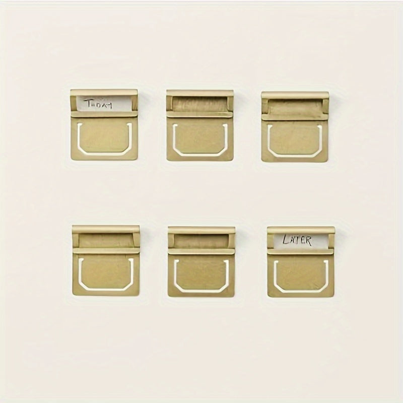 TEMU 6pcs Retro Brass Bookmark Index File Clip For Notebook Planner Accessories Office & School Supplies Vintage Stationery
