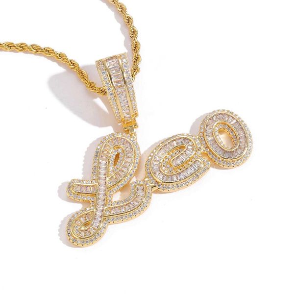 Hip Hop Splicing Letter Pendant Necklace with Zircon Ladder Square Necklace Personalized Rap Accessory Rapper 241221