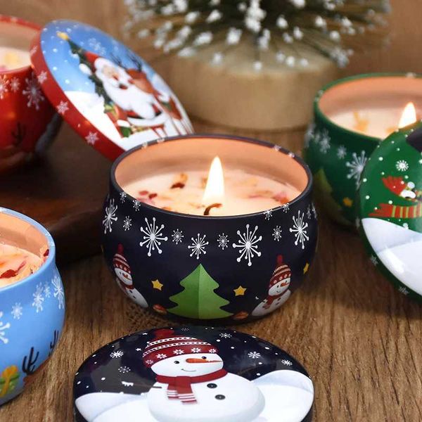 Christmas Aromatherapy Candle Jars Christmas Fragrance Candles Tin Jars Candles Merry Christmas Decoration Home New Year Navigation Gifts X2