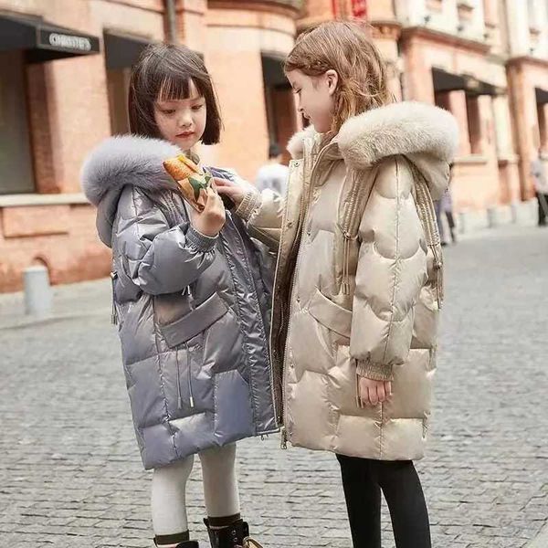 Winter warm Down jacket Girls clothing kids toddler girl clothes Parka Hooded Children Outerwear snow suit faux fur coat 5-14 Y Z241121