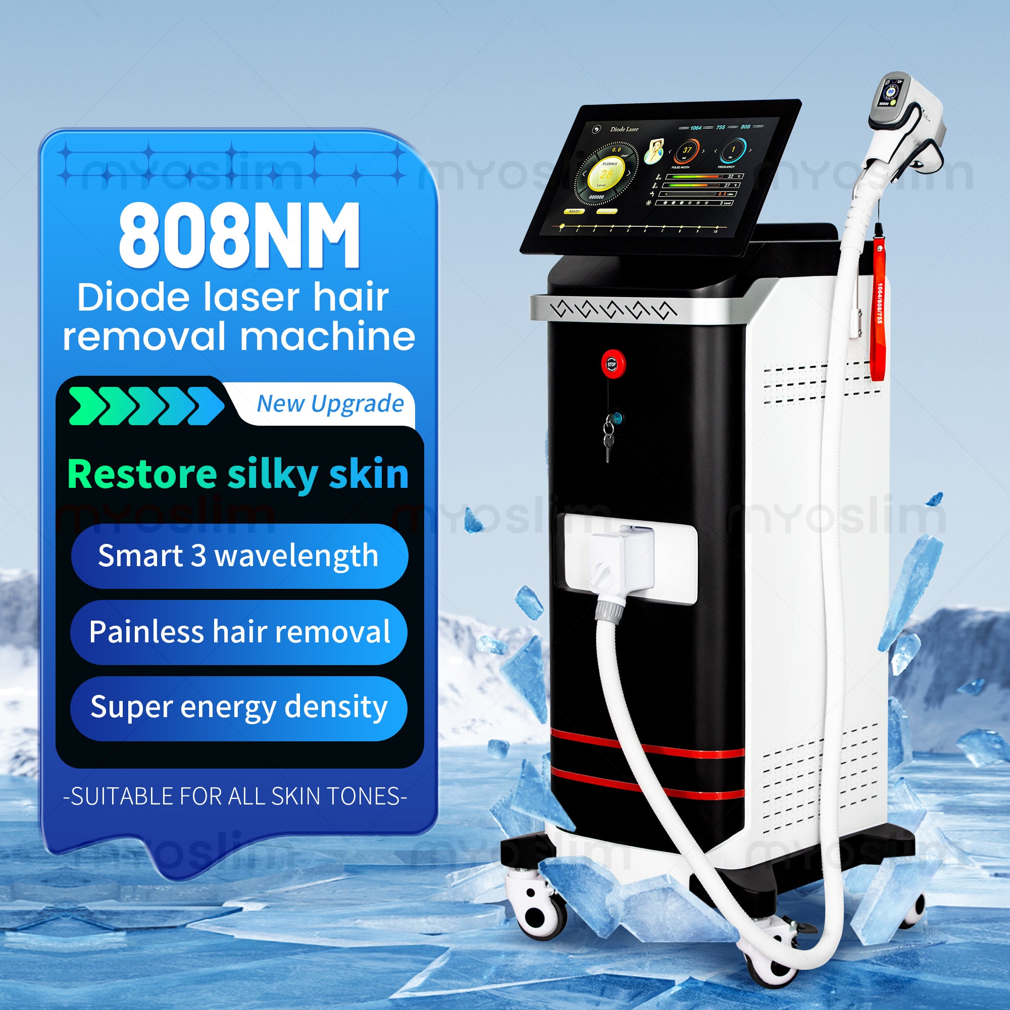 New Design Muilt Waves Diode Laser Hair Removal 808nm High Power for Face Body Skin Salon Use Permanent Painless Epilator