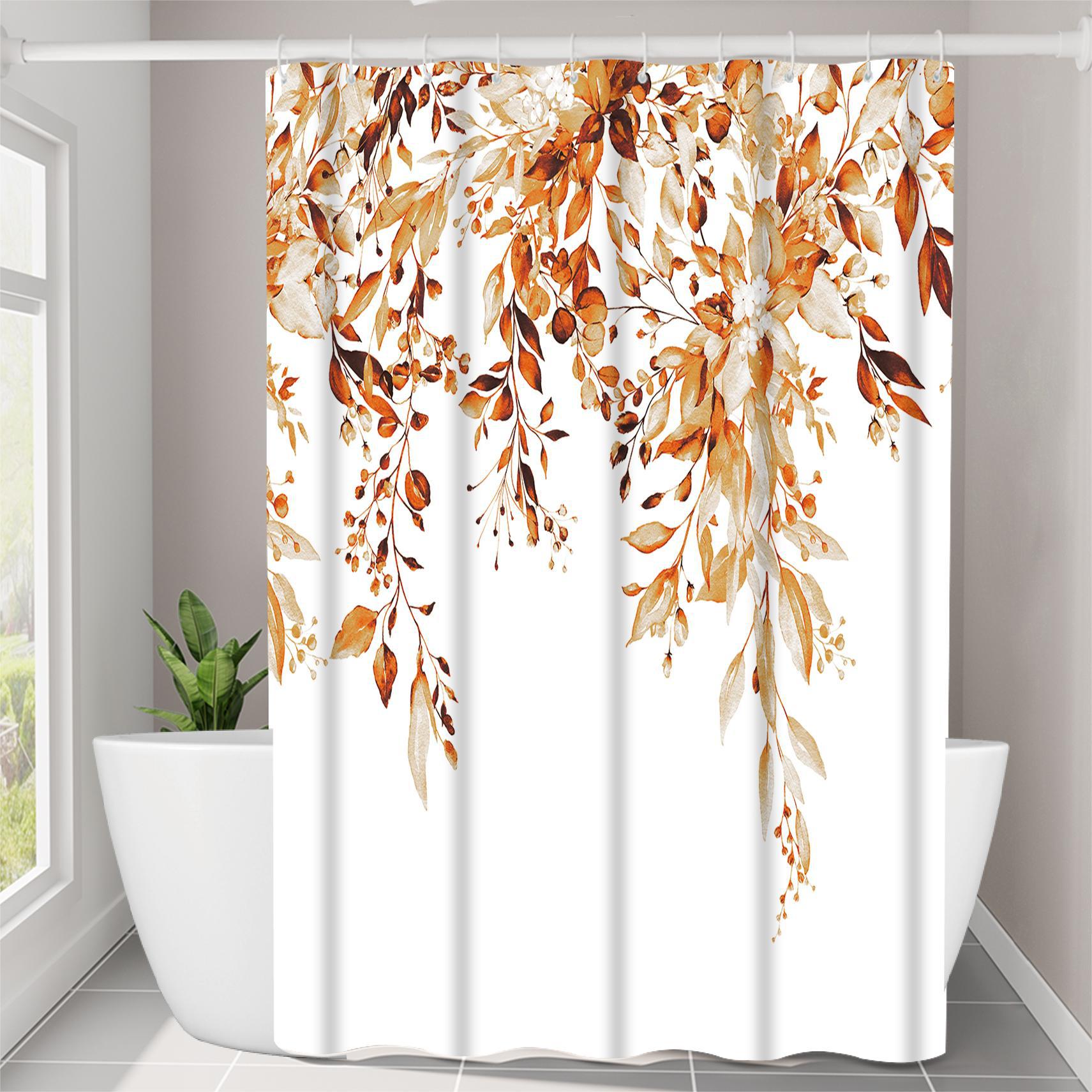 YL-36942 Manufacturer Spot Digital Printed Fabric Shower Curtain Waterproof Thickened Bathroom Partition Curtain with Hook
