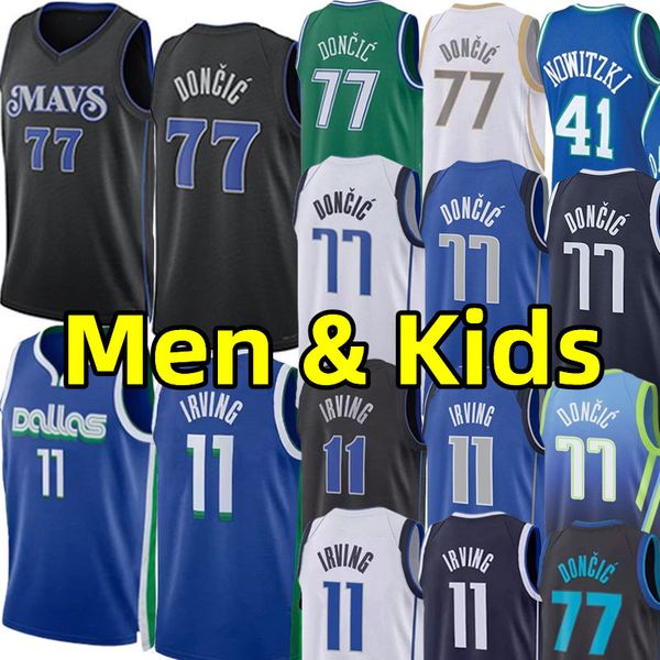 Men Kids Youth Luka Doncic Basketball Jerseys Kyrie Irving DAL Maverick city Jersey Dirk Nowitzki wear adult children