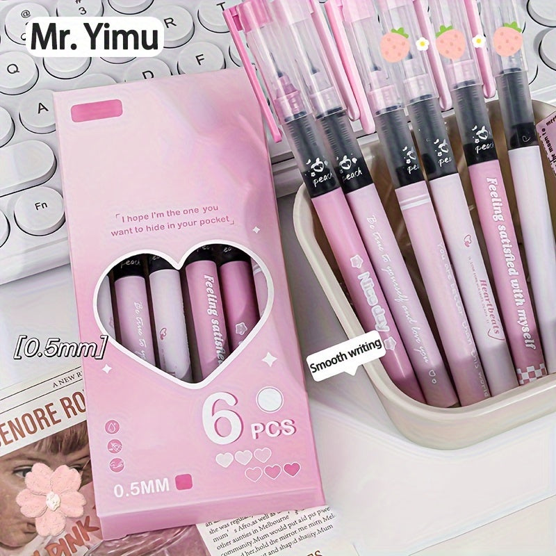 TEMU 6pcs High-value Bubble Straight Liquid Pen For Students And Office 0.5mm Pen