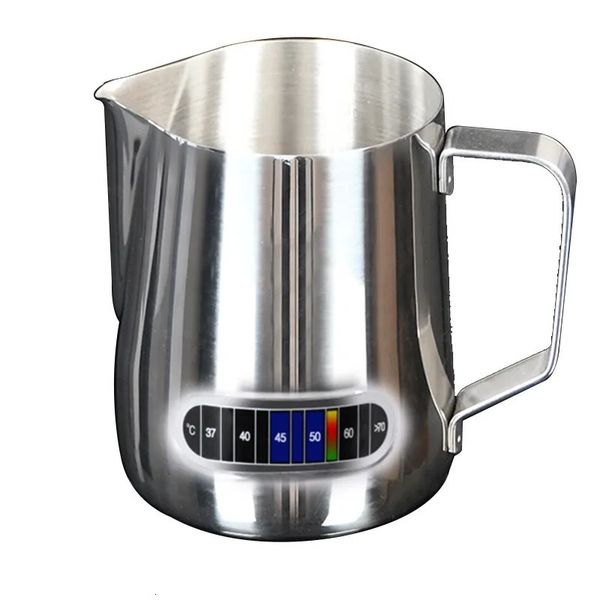 Stainless Steel Milk Frothing Pitcher with Thermometer Espresso Steaming Coffee Barista Latte Frother Cup Cappuccino Jug Cream 240808