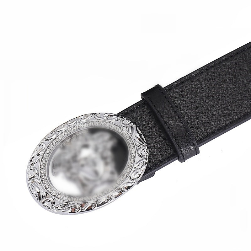 Golden buckle belt Hollowout designer mens women belt 3.8cm wide cowhide belt luxury belt high-end business casual belt