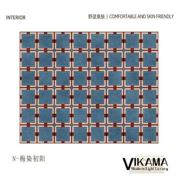 VIKAMA American style retro light luxury carpet living room plaid striped bedroom bedside decoration easy to clean floor matC250102