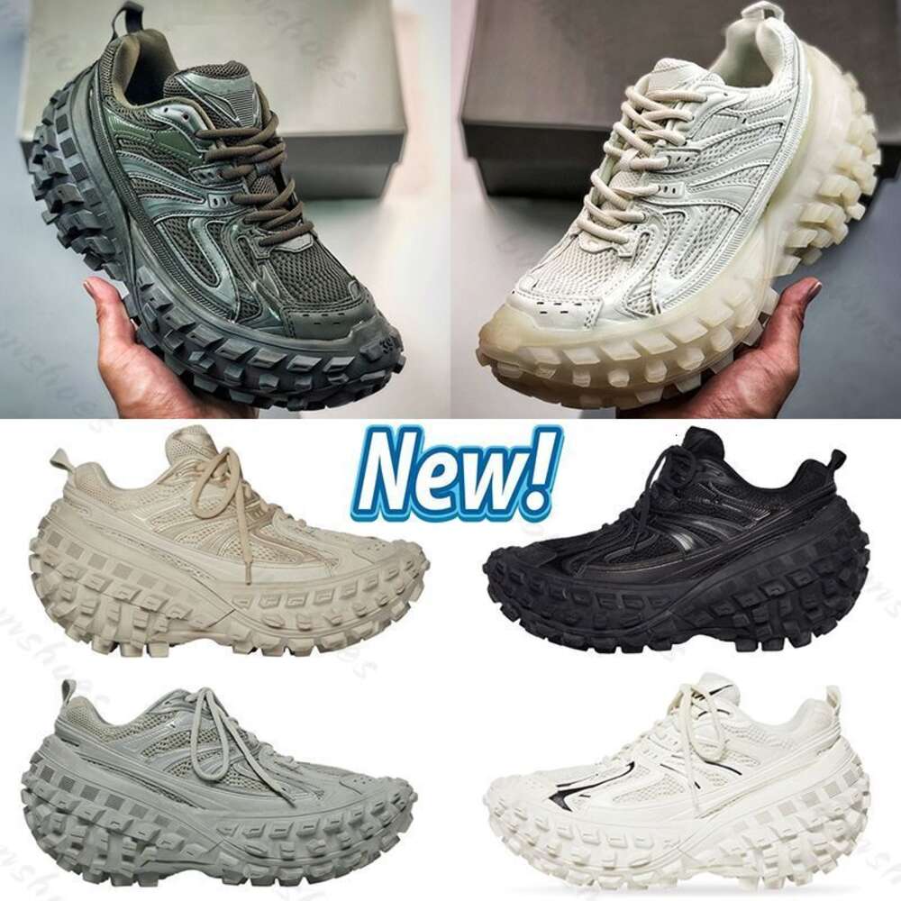 2023 top quality Casual Shoes Designer Defender Rubber Platform Sneaker Men Women Tire Shoe Sneakers Beige Black Khaki Army Green STARS LOVES Mens D