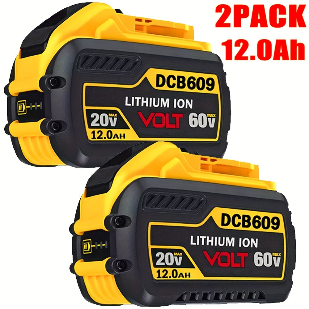 TEMU 2 Packs Replace For Dcb606 Dcb609 20v-60v Max 12.0ah Battery Compatible With For 20v-60v Power Tools Compatible With For 20-60v Battery
