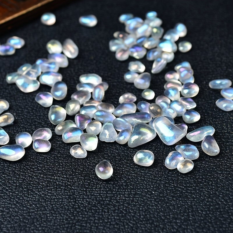 TEMU Natural Pebbles - Iridescent Blue To White Transparent Stones For Aquarium Decor, Jewelry Making, And Home Decoration - Ideal For Glass