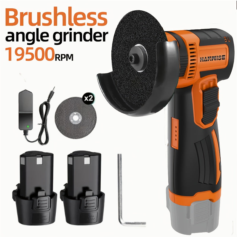 TEMU 1 Set Hanwise 12v Angle Grinder, 19500rpm Electric Polishing Grinding Machine, Mini Cordless Lithium Battery Power Tool, 12v Electric Grinding