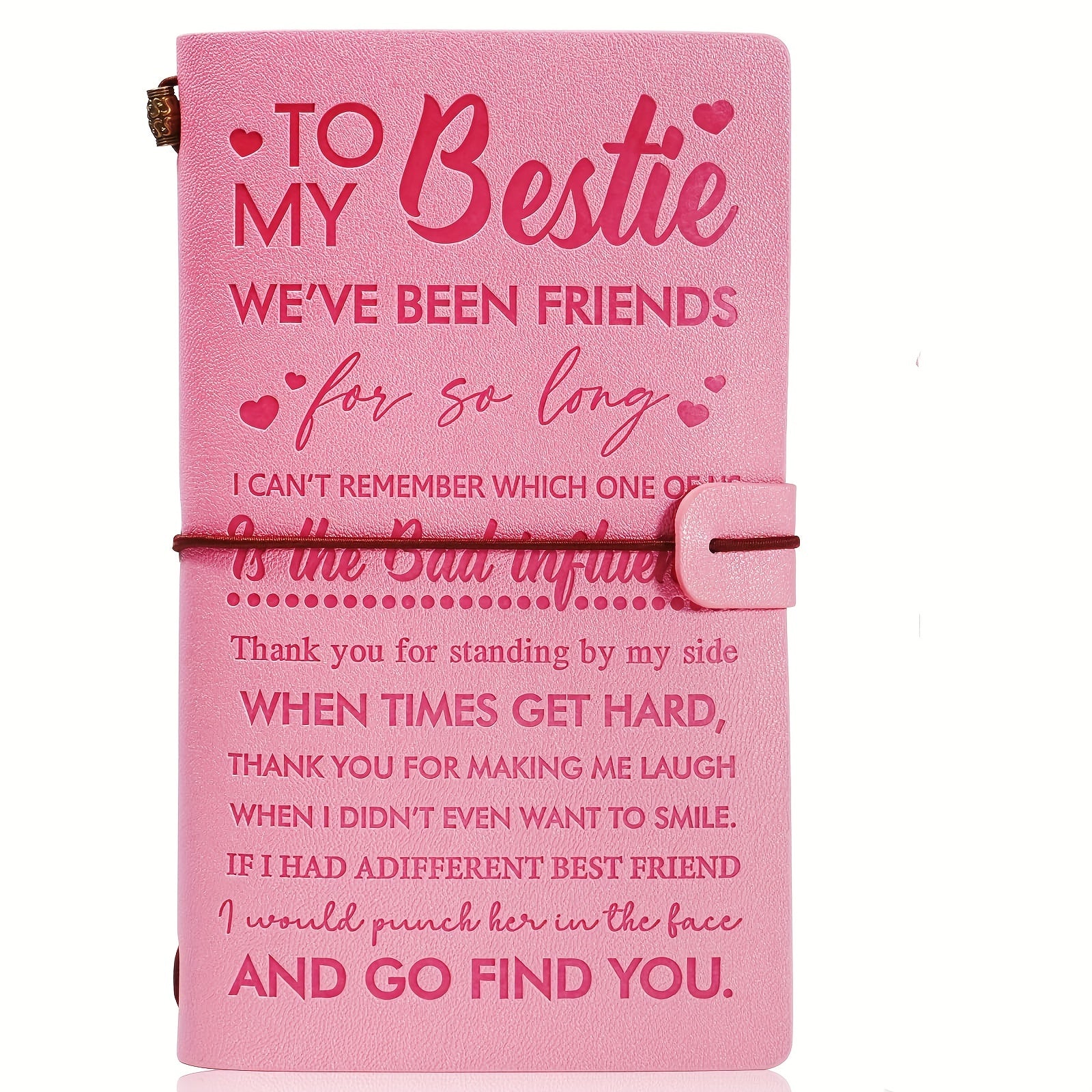 TEMU 1pc Minimalist Pink Embossed Notebook For Bestie, Water-resistant Plain Travel Journal, Perfect Gift For Sisters