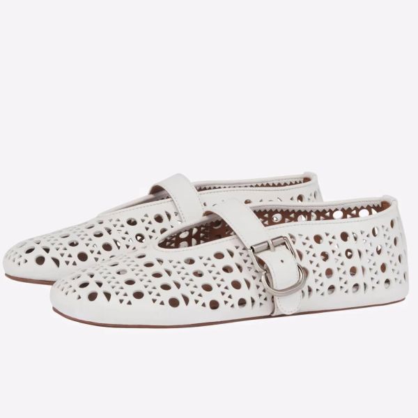 2024 Springsummer Line Buckle Hollow Head Round Head Shoes Flat Single Ballet Dance Mary Jane Sandals 240719