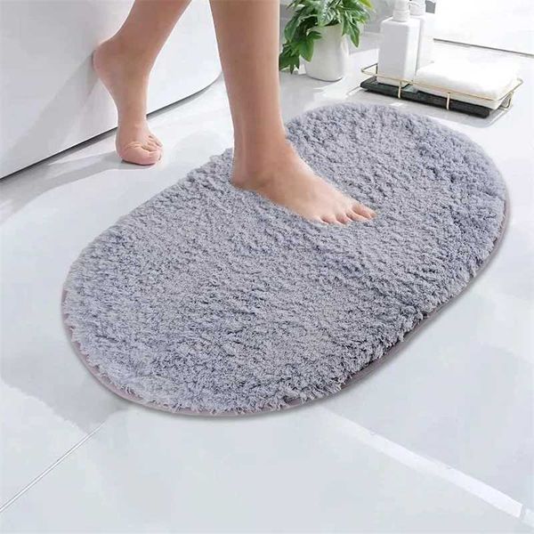 Soft Water Absorption Bath Mats Toilet Floor Doorway Rug Thick Carpets Non-slip Bathroom Mats Memory Foam Bath Rug Ellipse MatsC241227