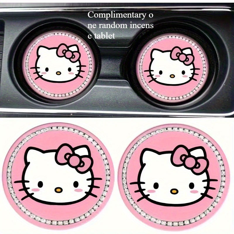 TEMU This For Hello Kitty Car Coaster: Cute Cartoon Anti Slip Insulated Coaster For Car Cup Holders - For Cars - Made Of Silicone