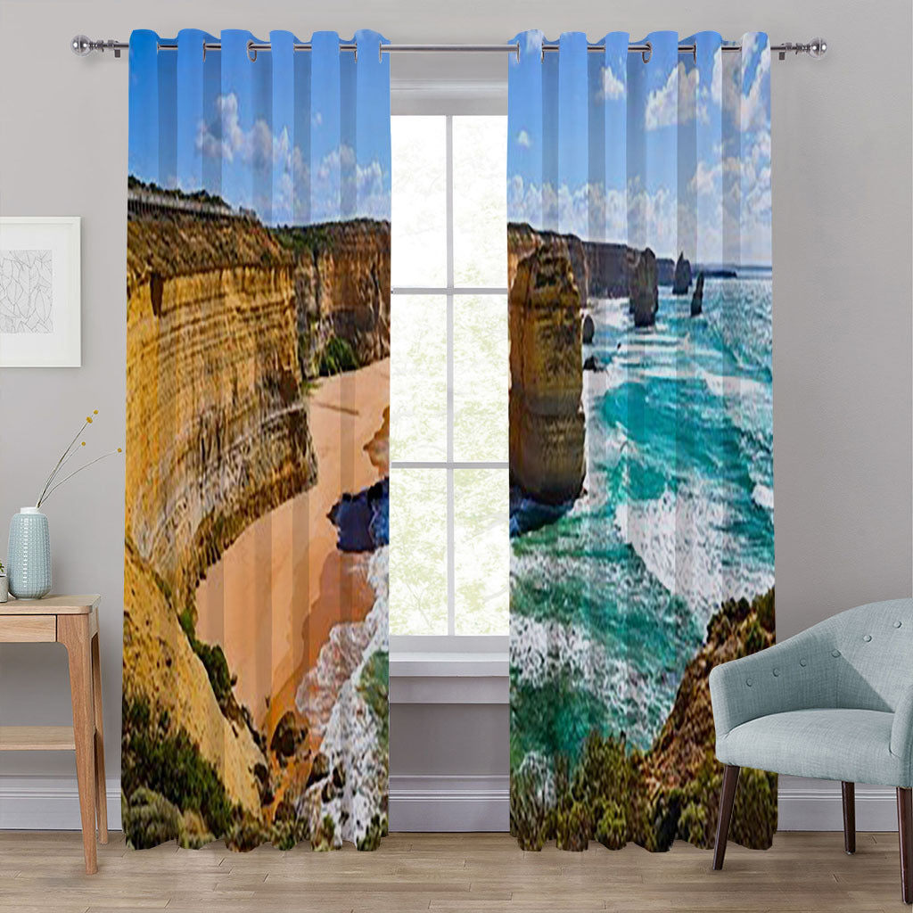 YL-37149 high-precision custom window 3D curtain printing finished product landscape wave curtain blackout curtain