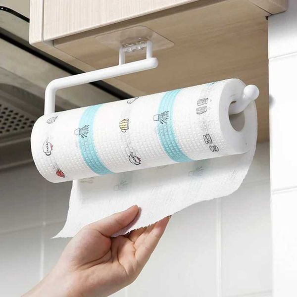 Hanging kitchen paper holder roll paper holder bathroom towel rack non drilling toilet paper holder household storage tissue holder W250110