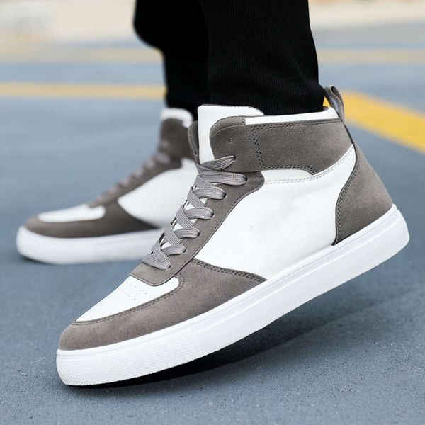 White Vulcanized Men&#039;s Flat Comfortable Shoes Lace up atillas Hombre Autumn Spring High Top Sneakers Plus Size 39-48 fggh