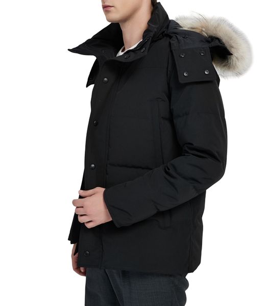 mens Winter down jackets white duck windproof parker long leather collar cap warm real wolf fur stylish classic adventure jacket designer co