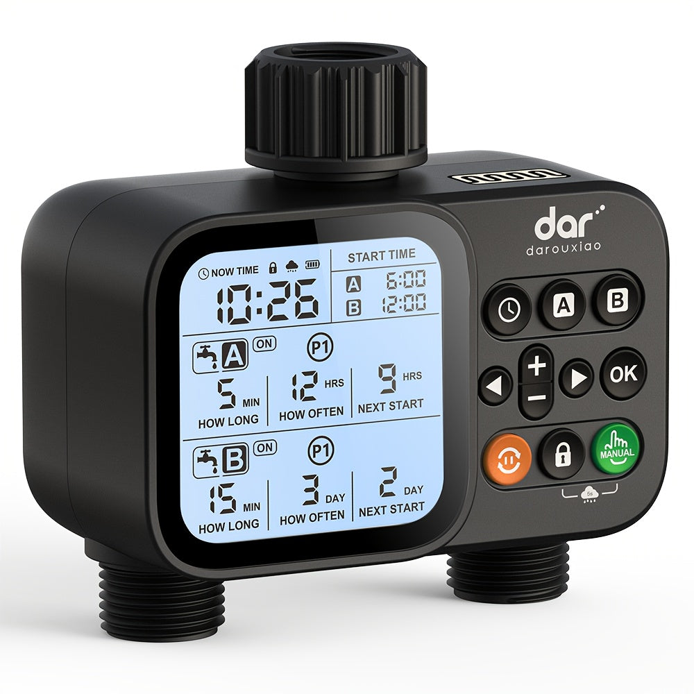 TEMU Water Timer For Garden Hose - 2 Zone Sprinkler Timer With Rain Delay-manual Watering-automatic Irrigation Controller System - Water Hose Timer