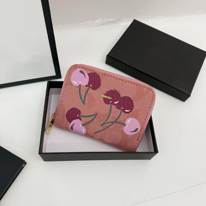 Fashion Designer Wallets Luxury Womens Short Purses Cardholder cherry Flower Letters Credit Card Holders Ladies Plaid Money Clutch Bags