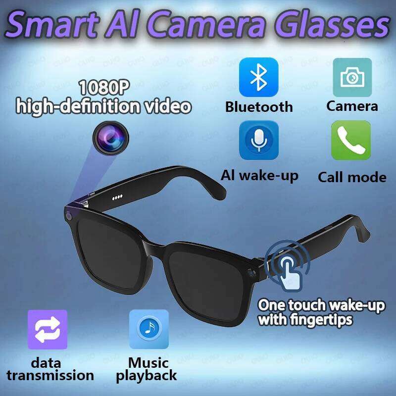 Meta Glasses 2025 New AI Shooting Smart Glasses 1080P Video Recorder Voice Assistant Music Bluetooth Connectivity Anti Blue-Light Sunglasses