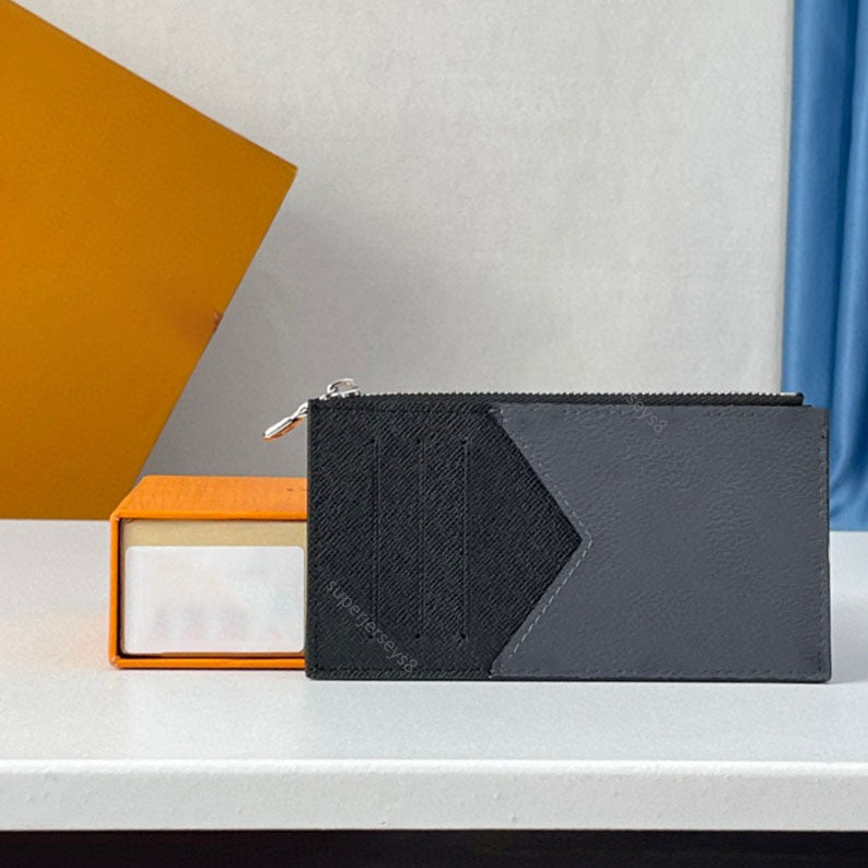 Grey flower card wallet Top Luxury Leather Wallets Fashion Designer Wallets Retro Handbag For Men Classic Card Holders Coin Purse Famous Clutch Wall