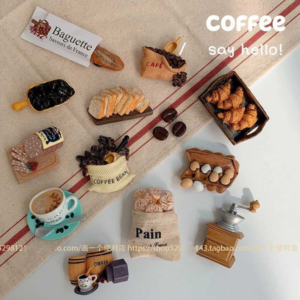 Home Decoration Food Coffee Series Magnetic Refrigerator Magnets Kitchen Stickers Magnetic 3D Travel SouvenirM240808
