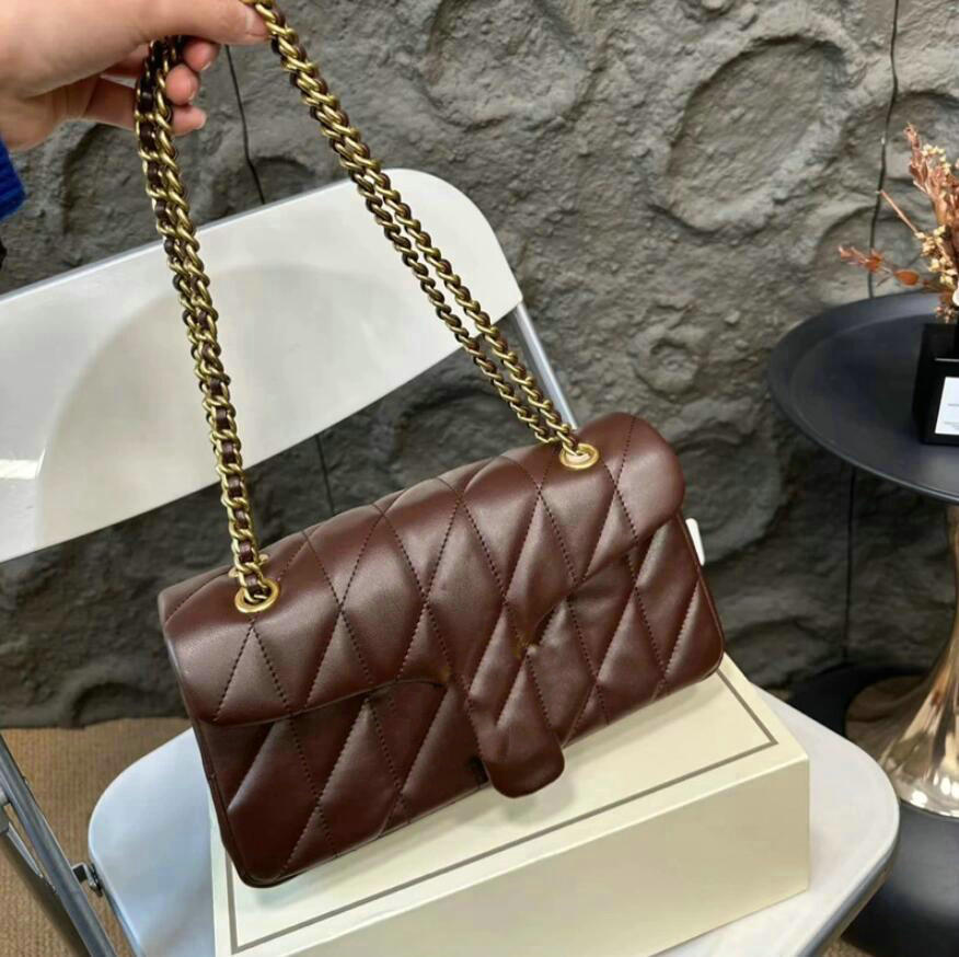 designer bag tabby bag 26 20 real leather baguette shoulder bags women card holder diamond grid borsa quilted chain bag luxury handbag Thread cross