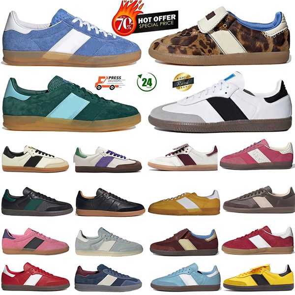 Designer Handball Shoes Plate Plate Suede Leather Sneakers Sapatos Casuais Creme Átomos de camurça jea