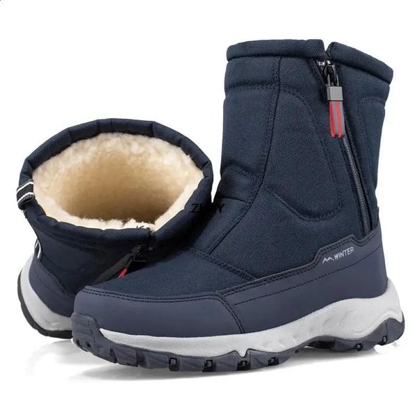 Waterproof mens snow boots high neck winter platform warm plush stuttering shoes outdoor anti slip 241014