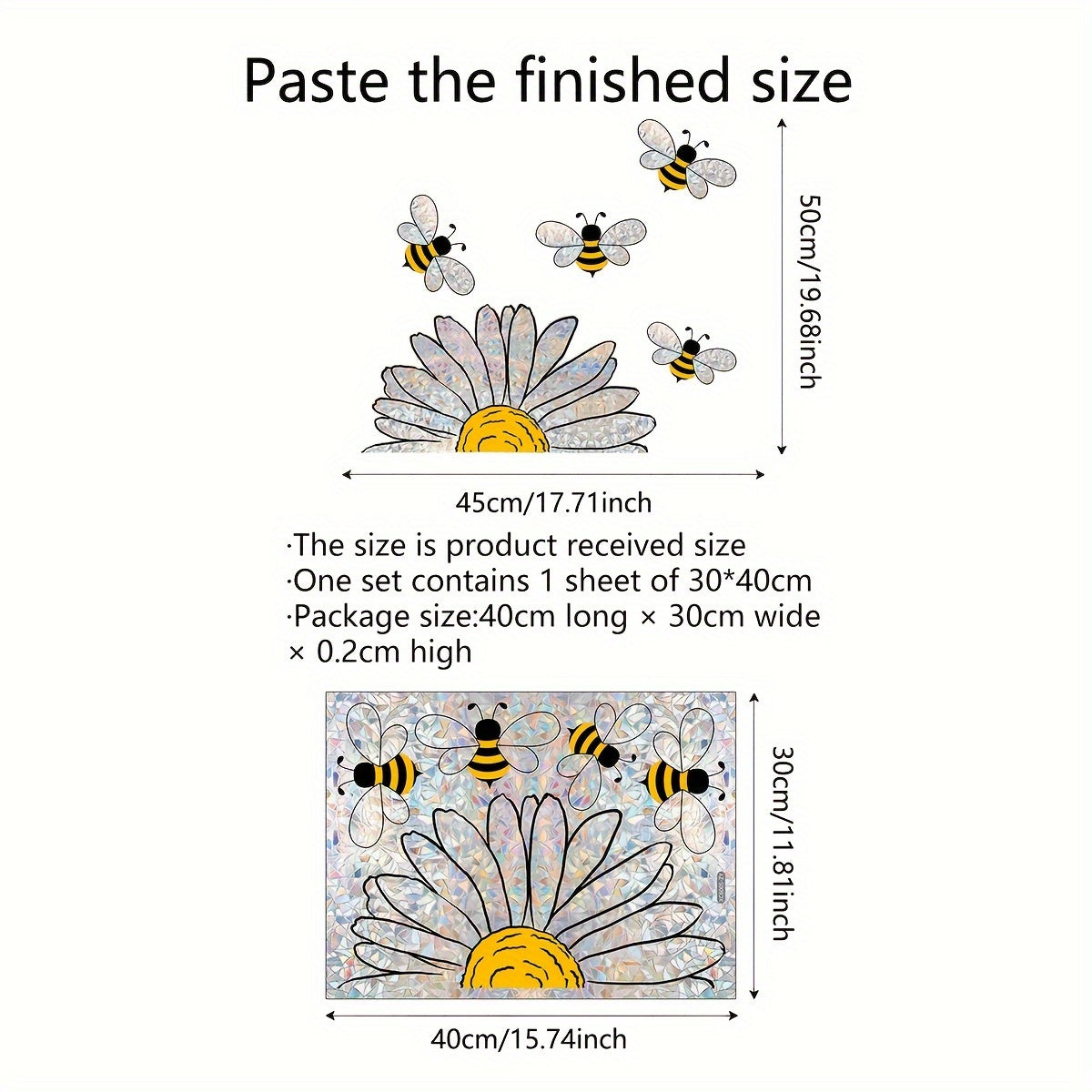TEMU Sunflower & Cling - 12"x16" Reusable Glass Decal, Double-sided Decor Sticker, For Spring