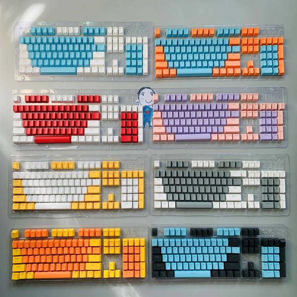 Keyboards New 104 key ABS keyboard OEM backlit dual color keyboard cover set for Cherry MX switch 61-87-104 key mechanical keyboard white pu