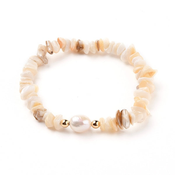 Chip Natural Shell Stretch Perlen Armbänder