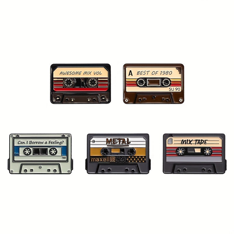 TEMU Vintage Music Tape Brooch Pins: Cartoon Tape Song Badges For Backpacks, Clothing, And Gifts