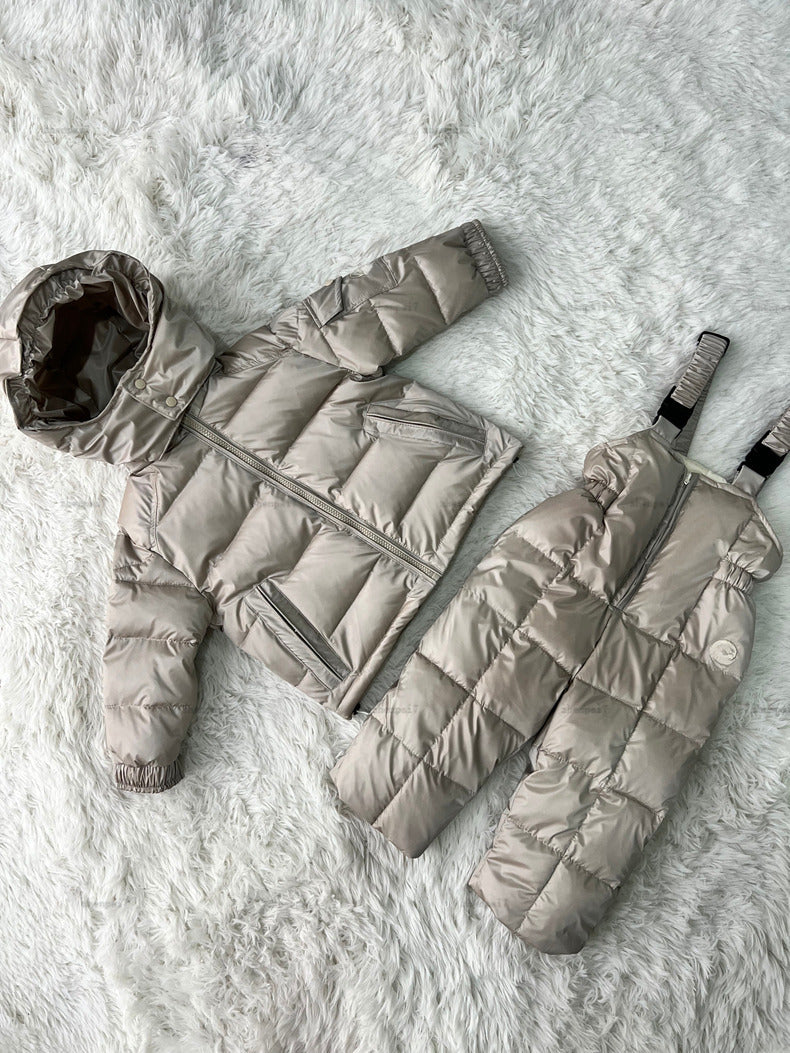 Top down baby jacket child Outwear Winter warmth kids designer clothes Two-piece set girls boys coat and down pants A000X27N285-d