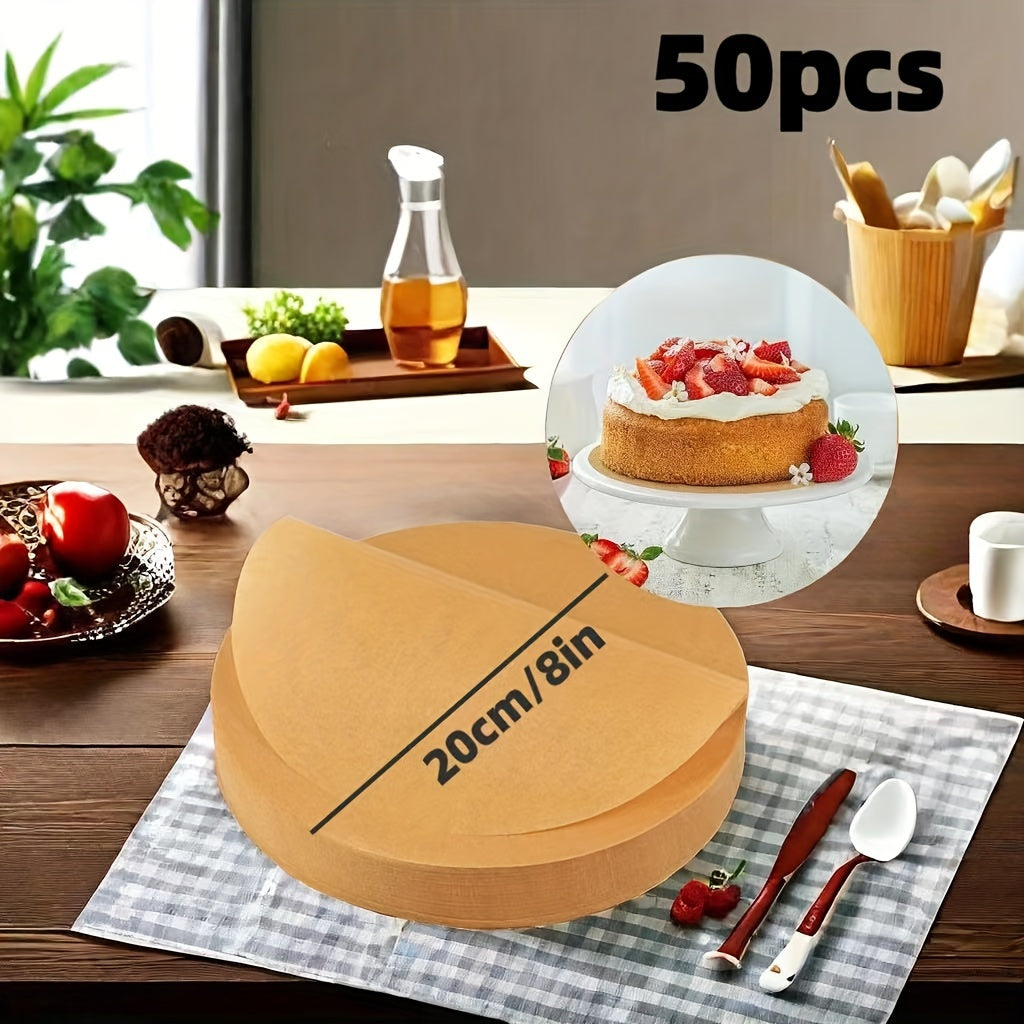 TEMU 50-100pcs Round Parchment Papers (6''-8'') - Precut Cake Pan Liners For Baking, Grilling, Steaming, Air Fryer & Microwave - Essential Kitchen