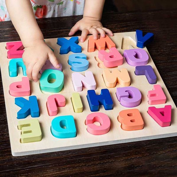 Wooden Puzzle Montessori Toys for Baby 1 2 3 Years Old Kids Alphabet Number Shape Matching Games Children Early Educational Toys C250211